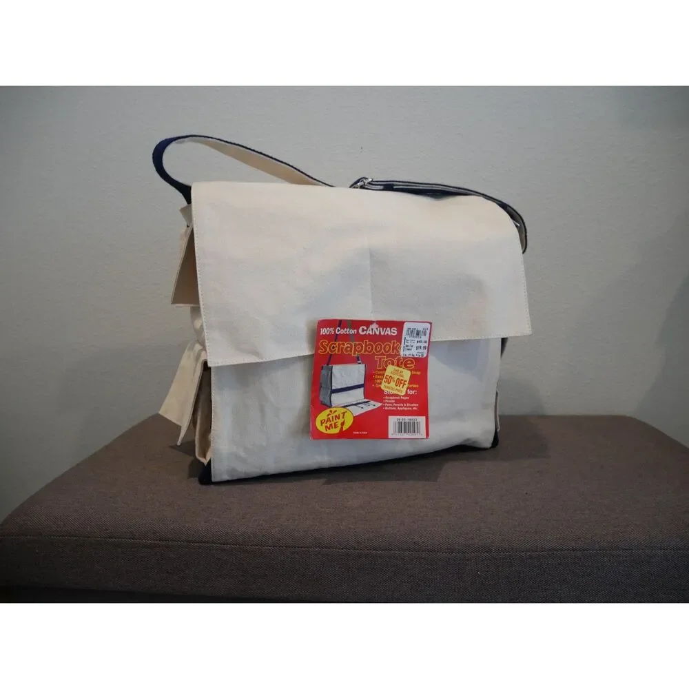 Canvas Scrapbook Tote Messenger Bag Paint Me Craft Organizer Cotton New